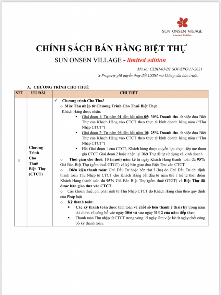 Chinh Sach Ban Biet Thu Sun Onsen Village