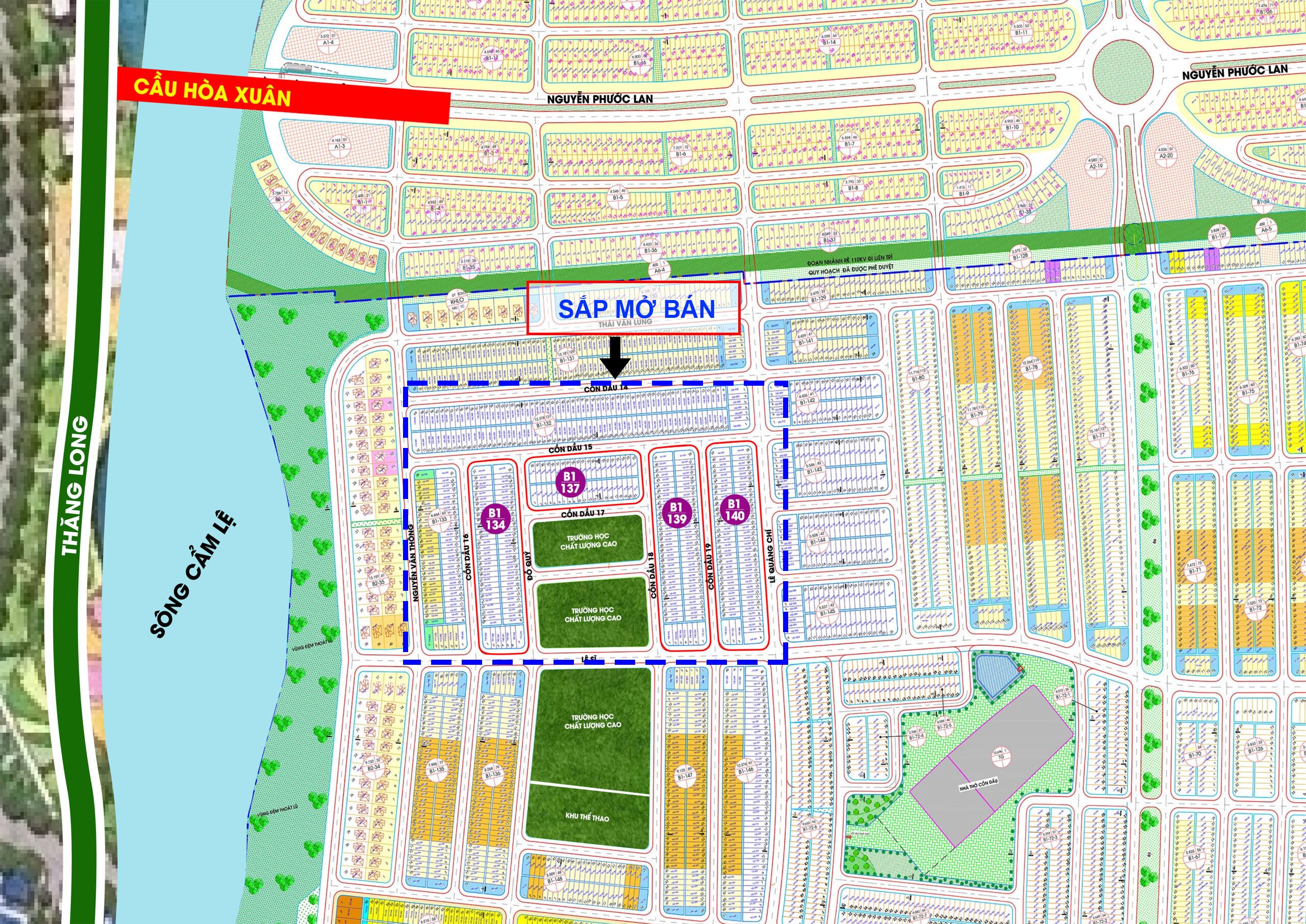 Mặt bằng khu đất nền Cồn Dầu Hòa Xuân