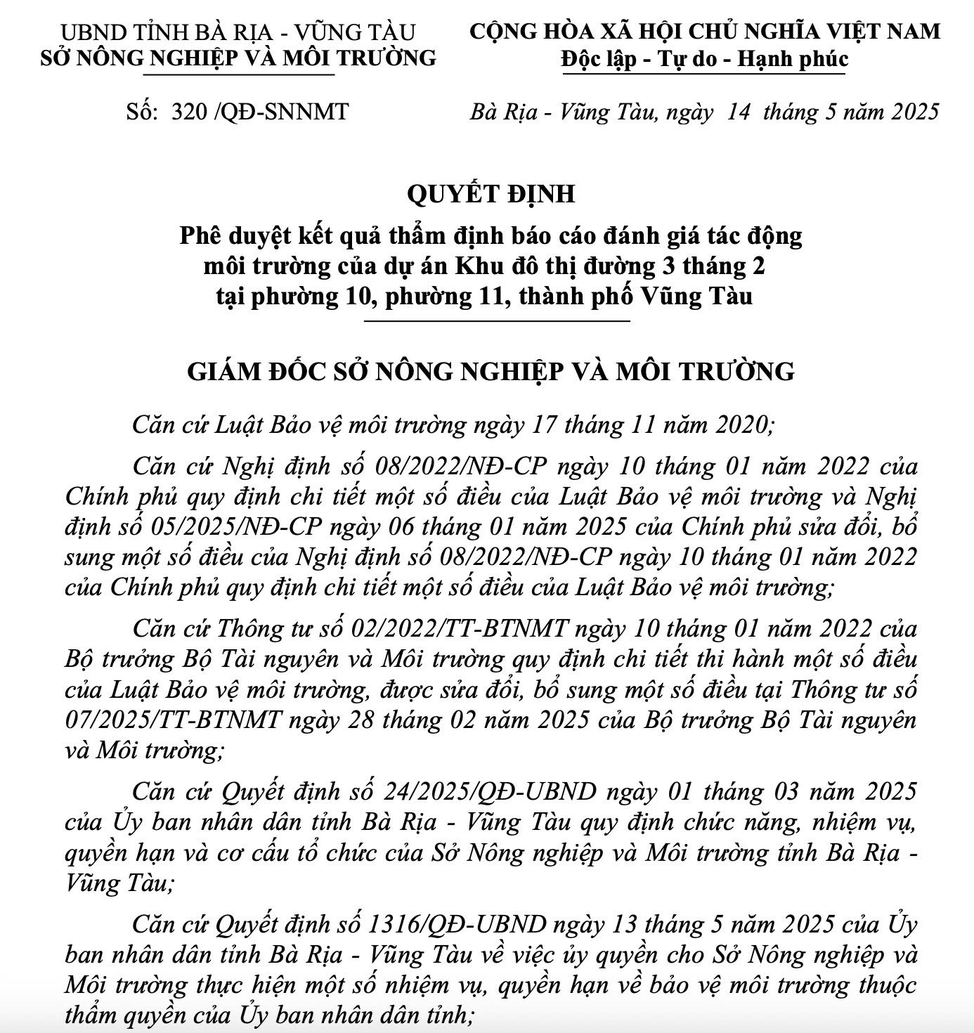 Quyết định phê duyệt đánh giá tác động môi trường