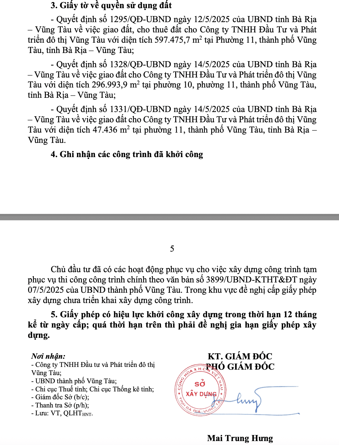 Giấy phép xây dựng Sun Vũng Tàu