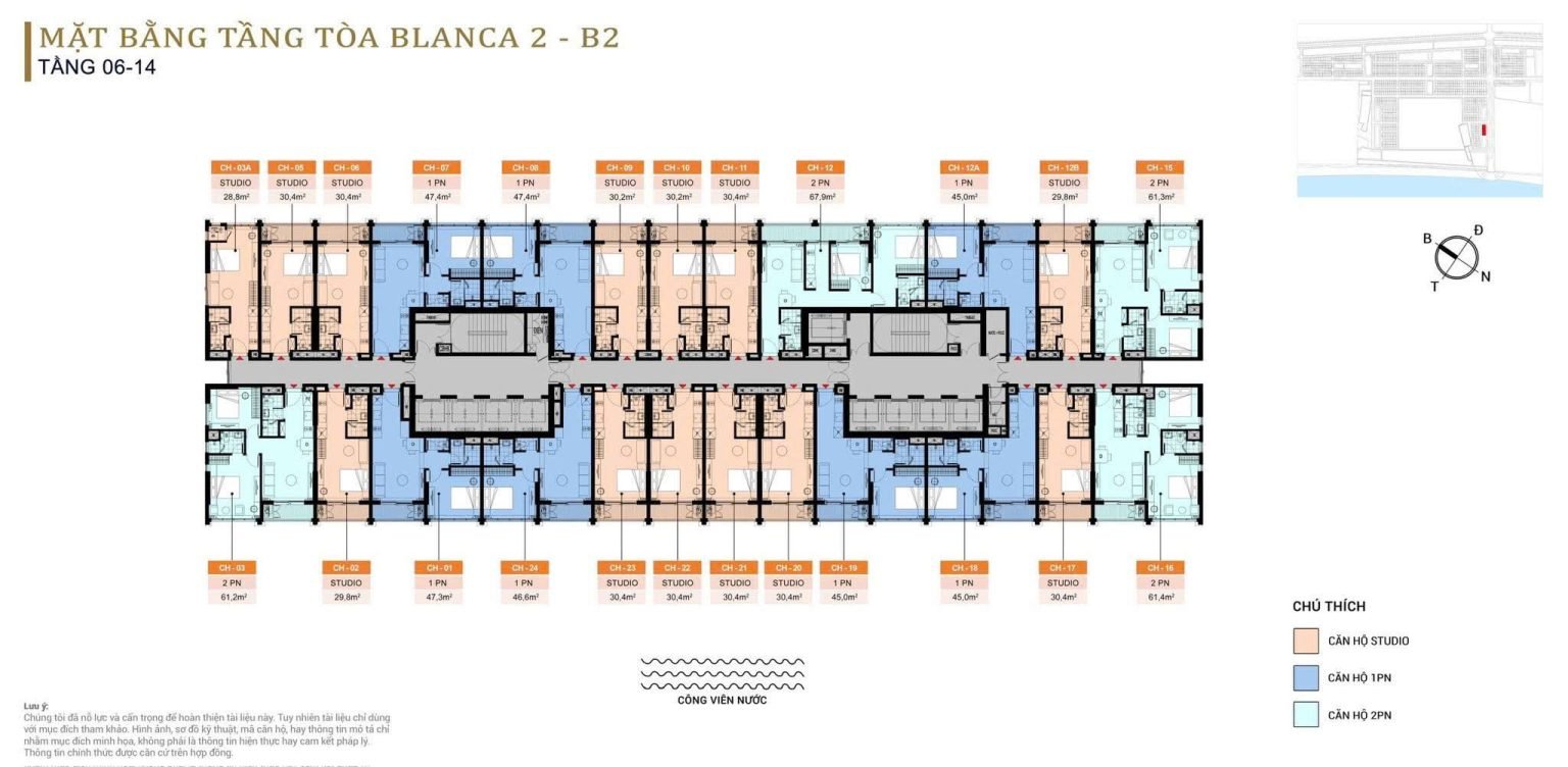 Mặt bằng tòa B2 tầng 06-14