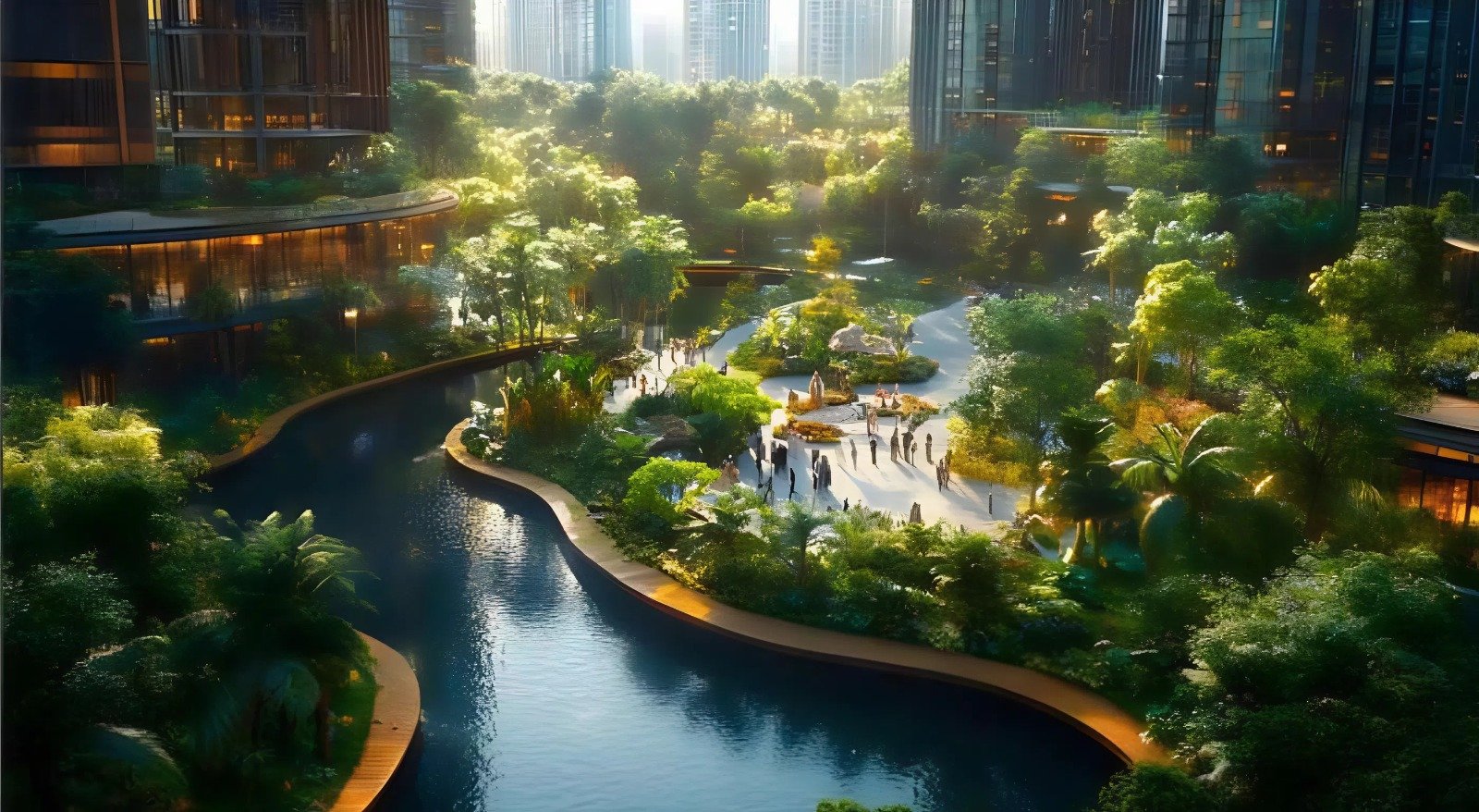 Dòng chảy "Phúc Thủy" bao quanh 4 vườn tiện ích tại Sun Feliza Suites