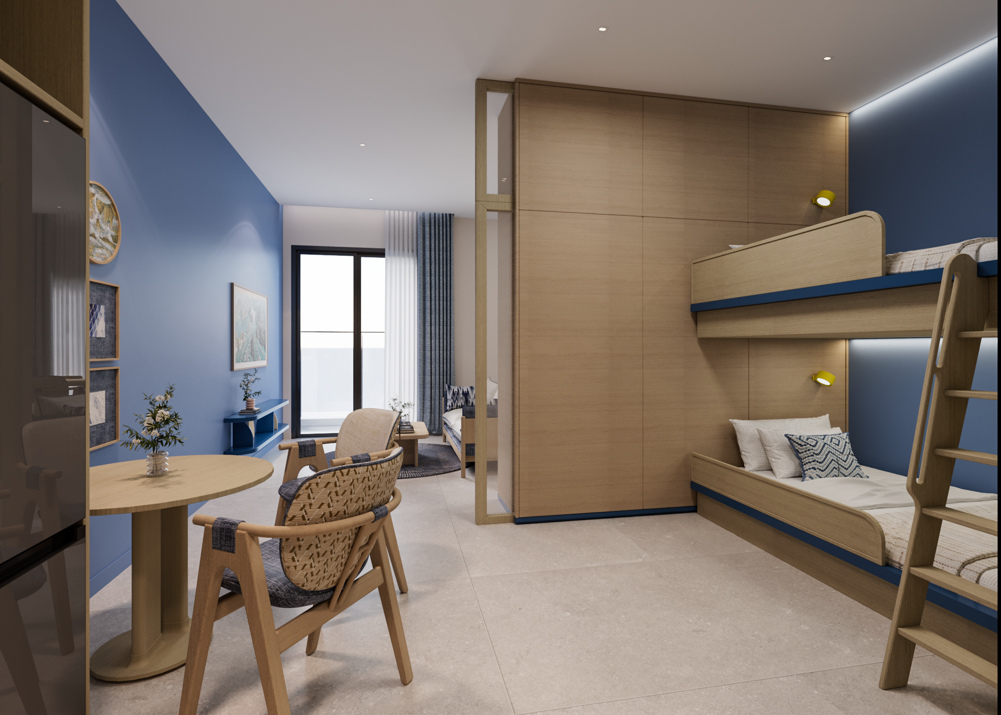 Nội thất bàn giao (dự kiến) căn hộ 1PN+ tại Sun Centro Town