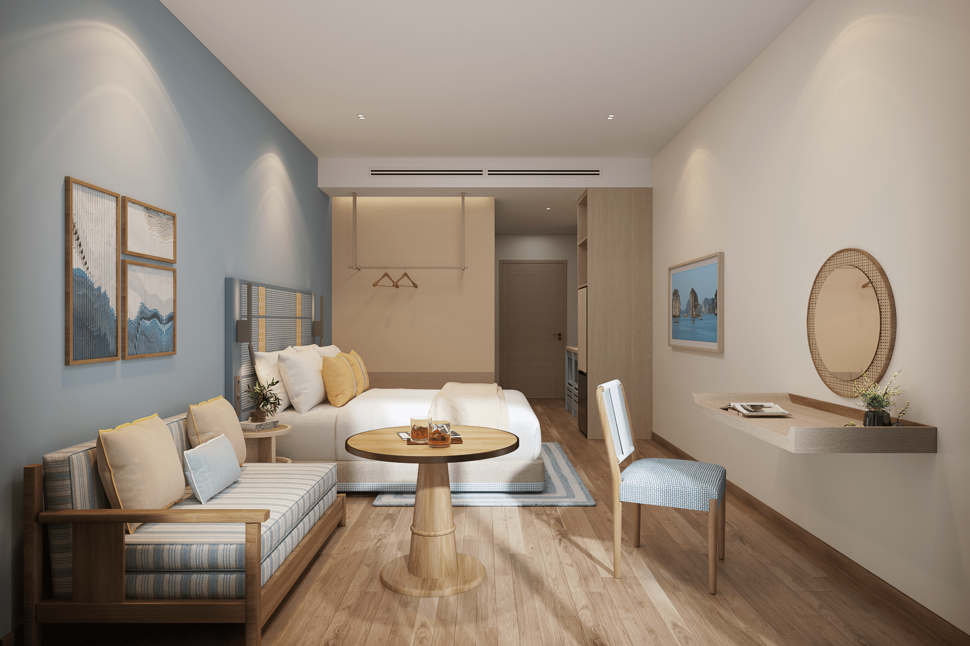 Tổng thể nội thất bàn giao (dự kiến) căn hộ Studio