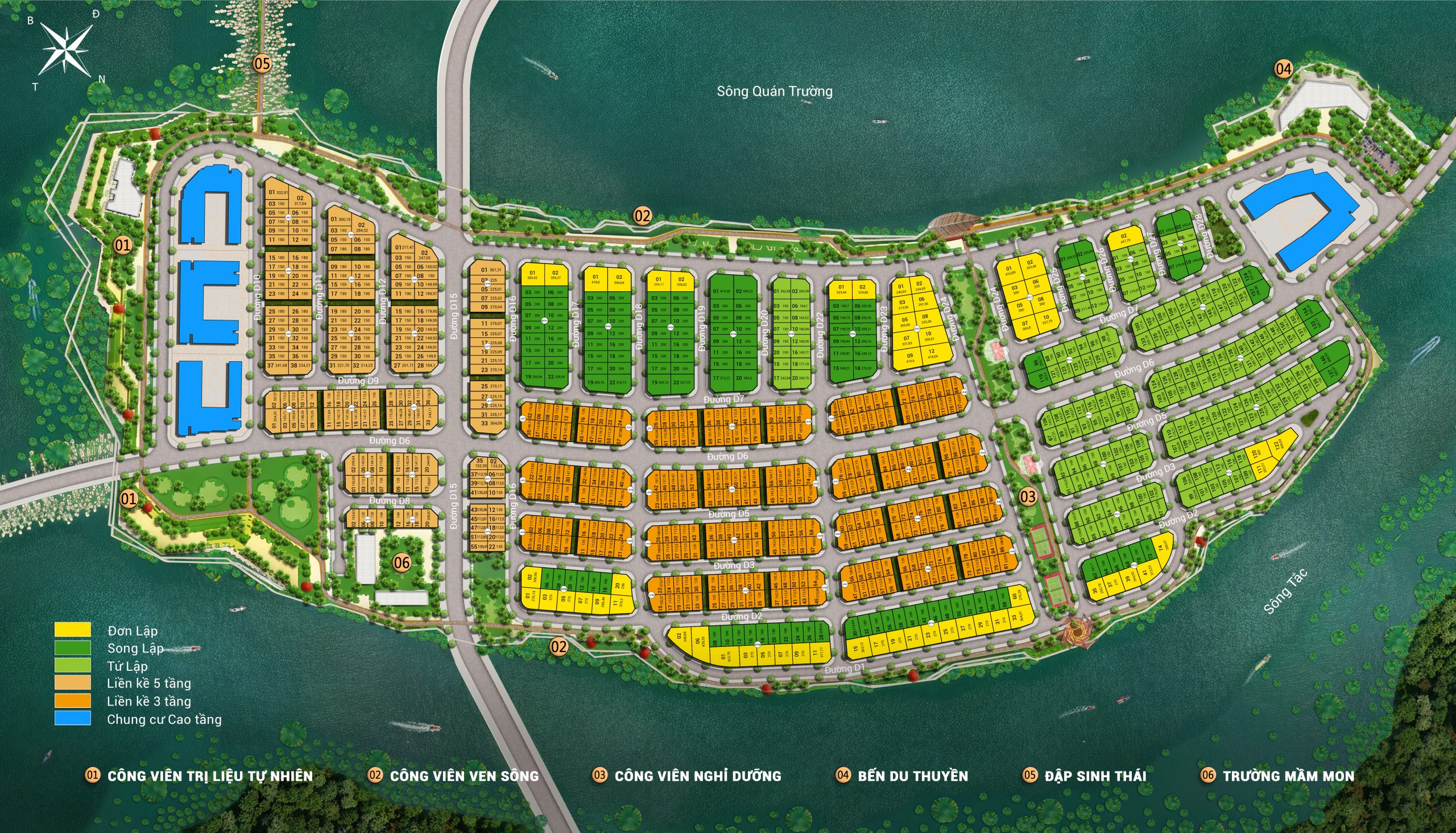 Tổng mặt bằng Phân khu mở bán đầu tiên - Đảo 3 Charmora City Nha Trang