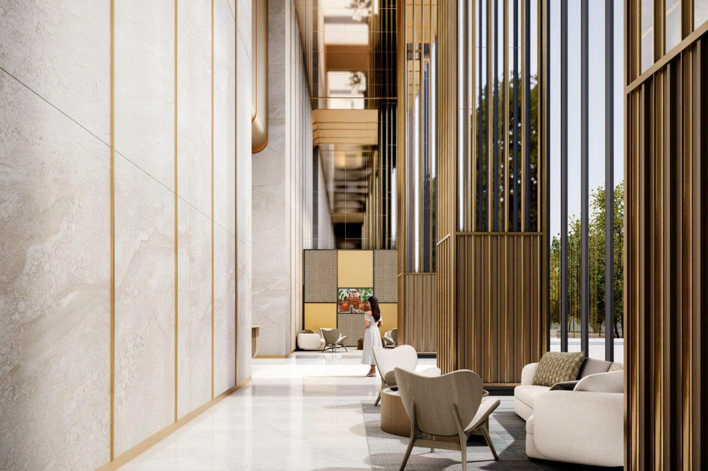 Sảnh ấn tượng tại Sun Feliza Suites