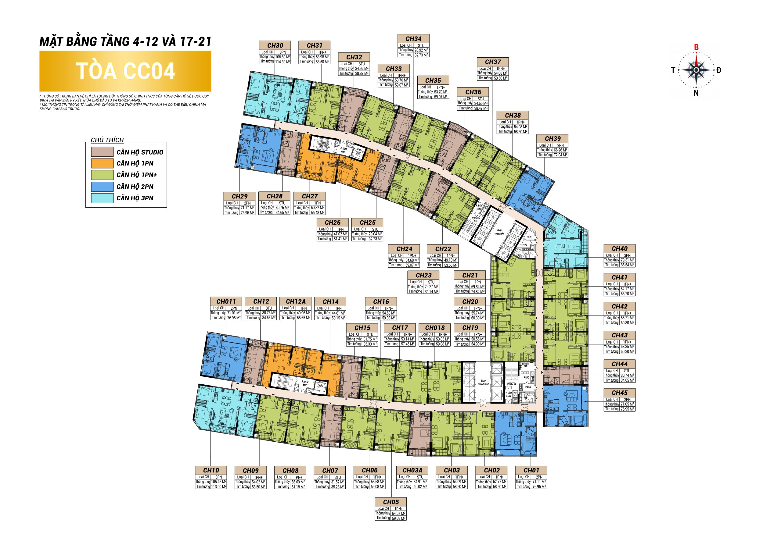 Layout tầng điển hình căn hộ Charmora City