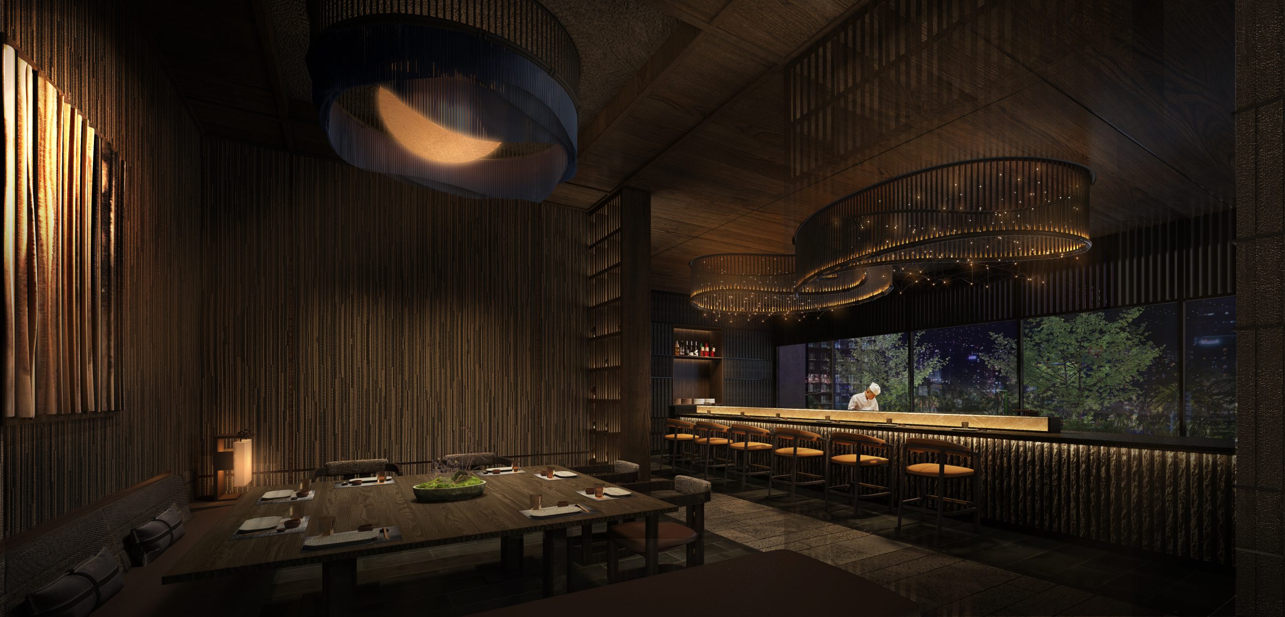 Không gian nhà hàng Nhật Bản sang trọng, riêng tư Không gian nhà hàng Nhật Bản sang trọng, riêng tư