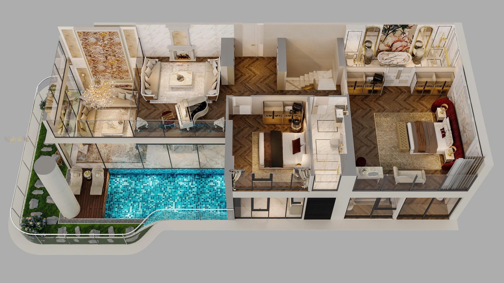 Bể bơi riêng trong căn hộ duplex